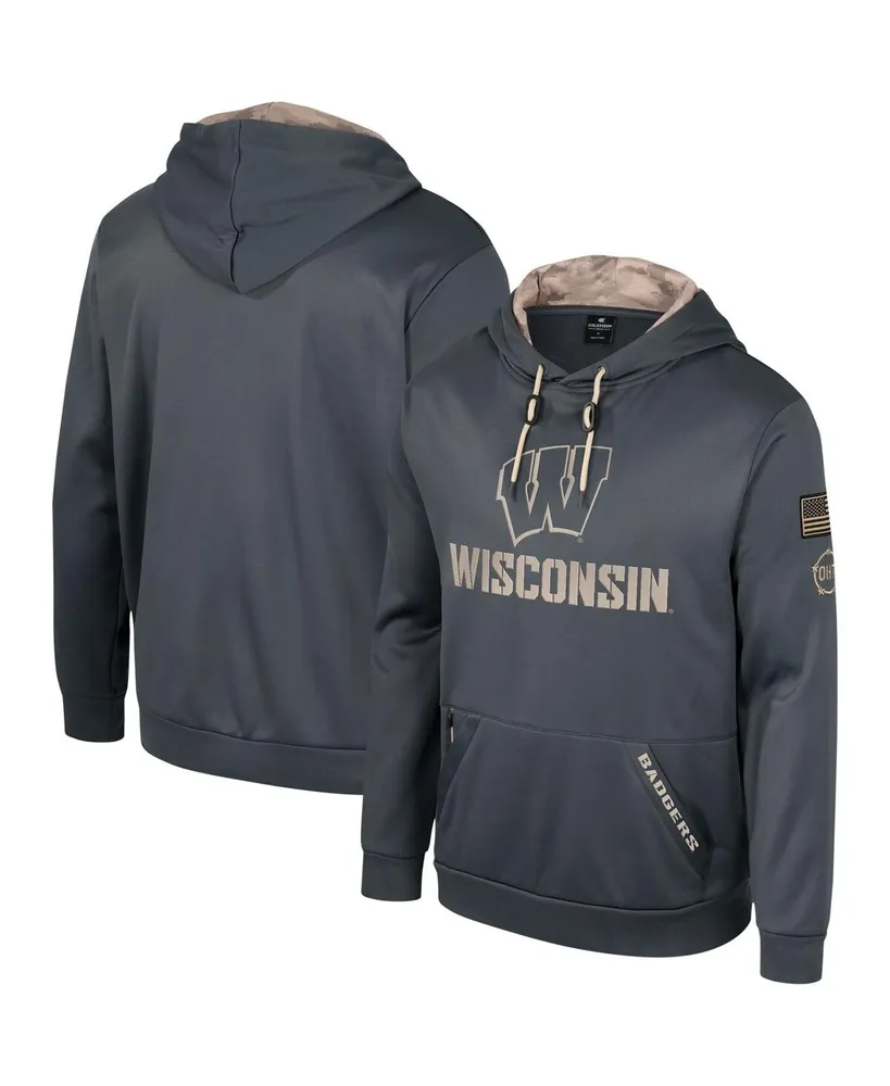 Men's Colosseum Charcoal Wisconsin Badgers Oht Military-Inspired Appreciation Pullover Hoodie