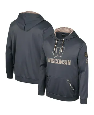 Men's Colosseum Charcoal Wisconsin Badgers Oht Military-Inspired Appreciation Pullover Hoodie