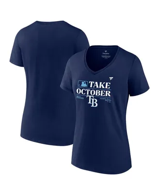 Women's Fanatics Navy Tampa Bay Rays 2023 Postseason Locker Room V-Neck T-shirt