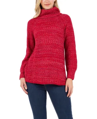 Jpr Studio Women's Round Hem Marled Lurex Turtleneck Sweater