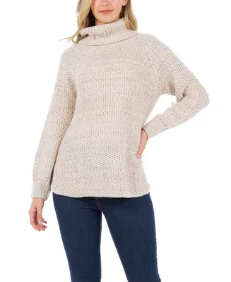 Jpr Studio Women's Round Hem Marled Lurex Turtleneck Sweater