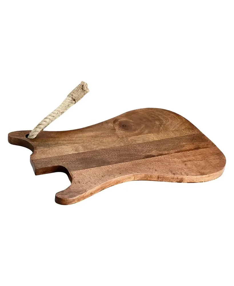 Mascot Hardware Guitar Shaped Wooden Cutting Board With Tied Rope