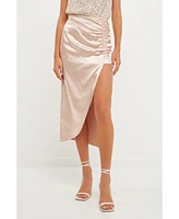 endless rose Women's Front Slit Midi Skirt