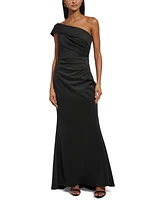 Eliza J Women's Asymmetric-Neck Side-Pleat Scuba Gown