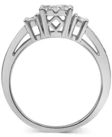 Diamond Halo Engagement Ring (5/8 ct. t.w.) in 14k White Gold