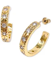Adornia 14k Gold-Plated Starburst Medium Hoop Earrings, 1"