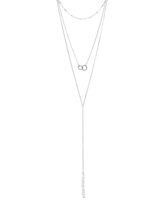 Adornia Silver-Tone Freshwater Pearl (3mm) Lariat Layered Necklace, 16" + 2" extender