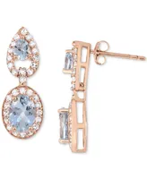 Aquamarine ( 2-3/4 ct. t.w) Diamond (5/8 ct. t.w) Earrings in 14K Rose Gold