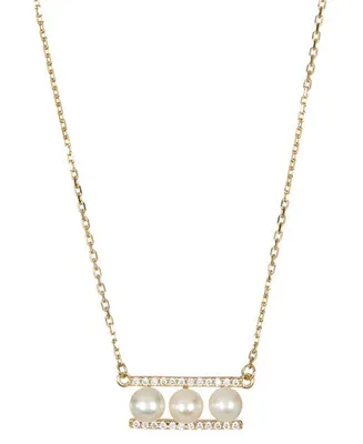 Adornia 14k Gold-Plated Imitation Pearl Bar Pendant Necklace, 16" + 2" extender