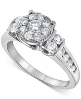 Diamond Halo Channel-Set Engagement Ring (1 ct. t.w.) in 14k White Gold