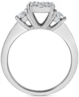 Diamond Halo Channel-Set Engagement Ring (1 ct. t.w.) in 14k White Gold