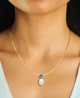 Lab-Grown Opal (4-1/3 ct. t.w.) & Sky Blue Topaz (2 ct. t.w.) 18" Pendant Necklace in Sterling Silver