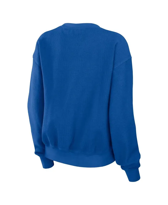 Pressbox Women's Royal Kansas Jayhawks Comfy Cord Vintage-Like Wash Basic  Arch Pullover Sweatshirt