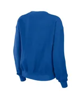 Women's Wear by Erin Andrews Royal Distressed Kansas City Royals Vintage-Like Cord Pullover Sweatshirt