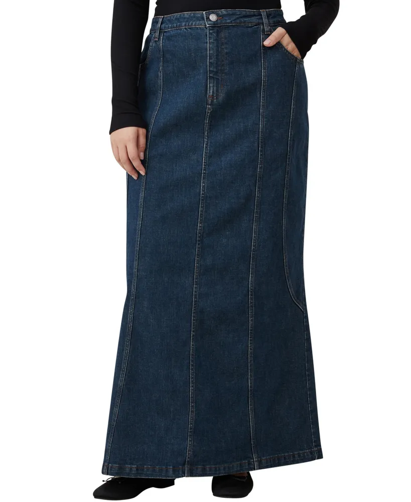 Cotton On Women's Panel Flare Denim Maxi Skirt