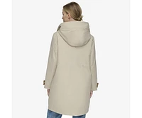 Women's Gemas Lightweight Parka Coat With Matte Shell and Faux Leather Details