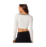 Women's Billy bow cut out ribbed crop top