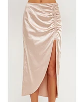 endless rose Women's Front Slit Midi Skirt