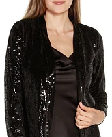 Belldini Black Label Women's Stretch Velvet Sequin Knit Duster Top