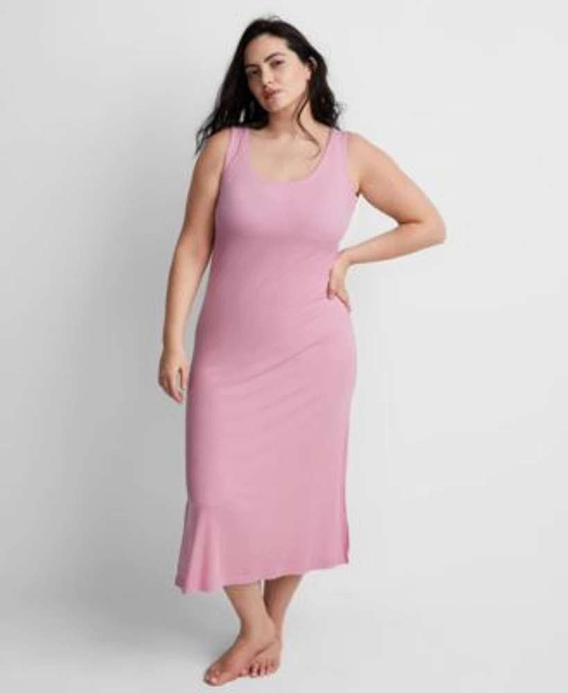 State Of Day Regular Plus Size Ribbed Tank Nightgowns Created For Macys
