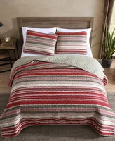 Eddie Bauer Yakima Valley Stripe Persimmon Reversible 2-Piece Twin Quilt Set