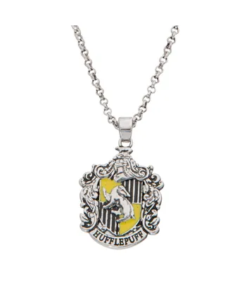 Harry Potter Womens Silver Plated House Pendant, Hufflepuff - 16 + 2''