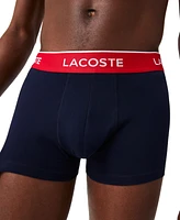 Lacoste Men's Casual Classic Colorful Waistband Trunk Set, 3 Pack