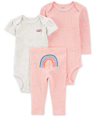 Carter's Baby Girls Rainbow Little Character Bodysuits and Pants, 3 Piece Set