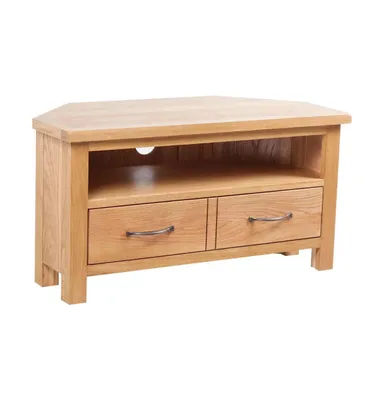Tv Stand with Drawer 34.6"x16.5"x18.1" Solid Oak Wood