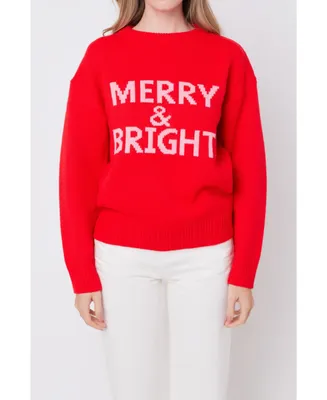 English Factory Women's Merry and Bright Holiday Sweater