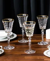 Lorren Home Trends Marilyn Gold-Tone White Wine Goblets, Set of 4