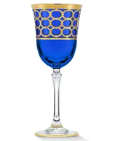 Lorren Home Trends Cobalt Blue Wine Goblet with Gold-Tone Rings