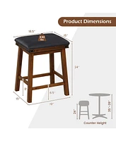 24'' Dining Bar Stool Set of 2 Counter Height Padded Seat Wood Frame Kitchen