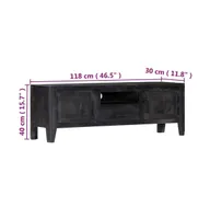 Tv Stand Black 46.5"x11.8"x15.7" Solid Wood Mango