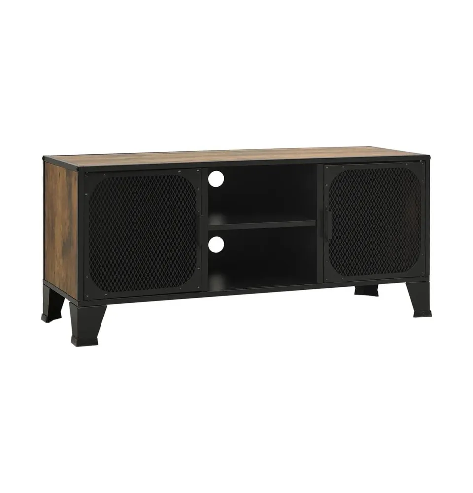 Tv Stand Rustic Brown 41.3"x14.2"x18.5" Metal and Mdf