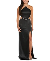 Morgan & Company Juniors' Cut-Out Halter-Neck Gown