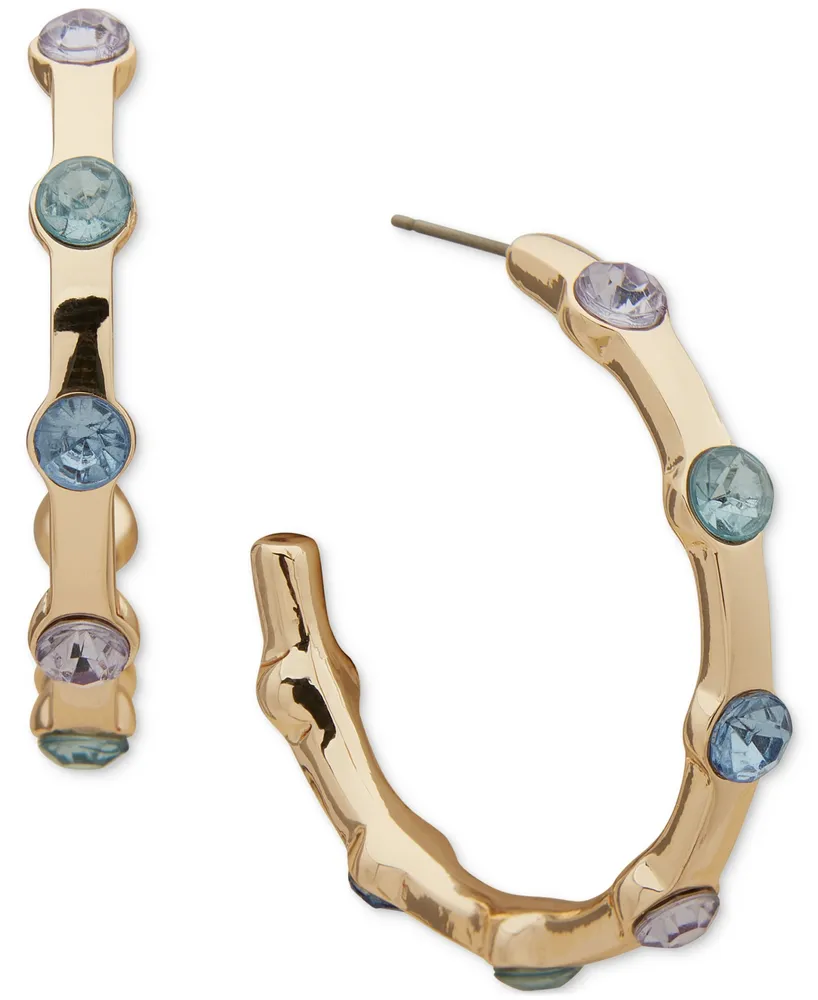 Anne Klein Gold-Tone Medium Color Stone C-Hoop Earrings, 1.2"