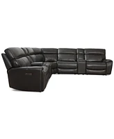 Closeout! Hutchenson 132.5" 7-Pc. Zero Gravity Leather Sectional with 2 Power Recliners and Consoles, Created for Macy's