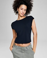 And Now This Women's Button-Shoulder Crewneck Tee, Created for Macy's