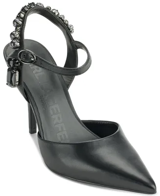 Karl Lagerfeld Paris Shelli Embellished Ankle-Strap Pointed-Toe Pumps