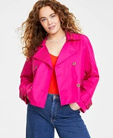 Women's Solid Short Double-Breasted Trench Coat, Created for Macy's