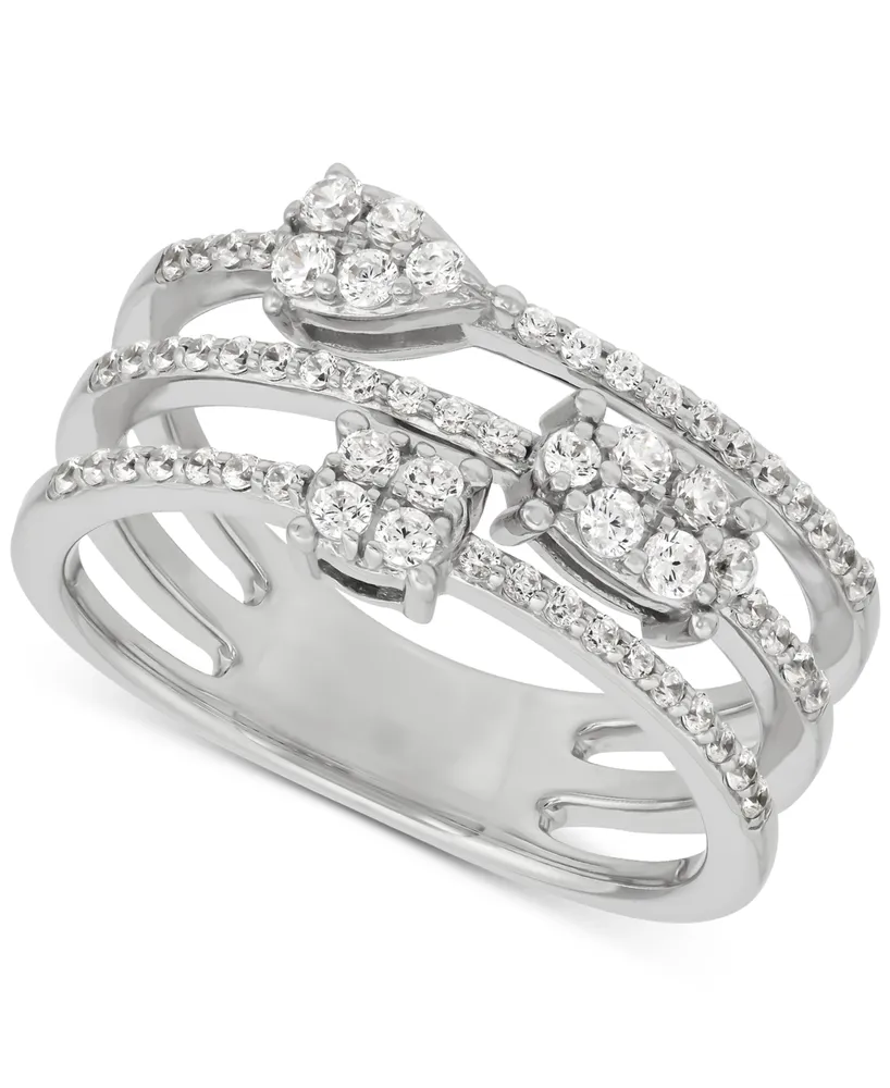 Forever Grown Diamonds Lab Grown Diamond Multi-Row Mini Cluster Ring (1/2 ct. t.w.) in Sterling Silver