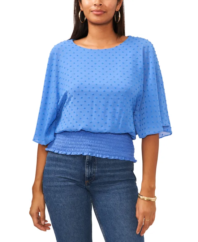 Smocked Waist Flutter Sleeve Top