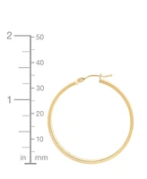 Italian Gold Medium Greek Key Hoop Earrings in 14k Gold, 30mm