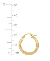 Polished and Diamond Cut Tube Hoop Earrings in 14K Yellow Gold, 20mm