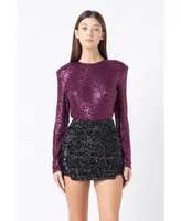 endless rose Women's Sequins Bodysuit