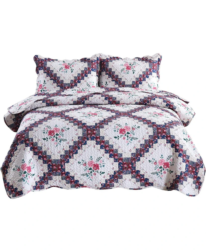 MarCielo 3 Piece Quilt Bedspread Set B024