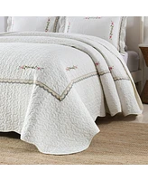 MarCielo 3-Piece 100% White Cotton Oversized Bedspread Quilt Set Sakura