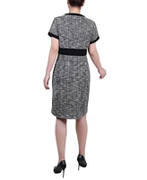 Ny Collection Petite Short Sleeve Tweed Dress