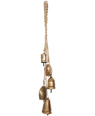 Rosemary Lane Metal Tibetan Inspired Decorative Cow Bell with Jute Hanging Rope